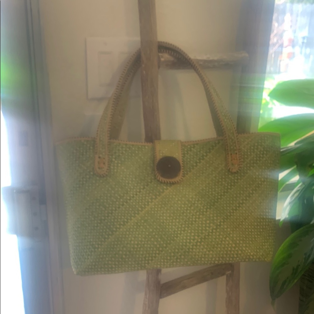 Green Woven Tote Bag
